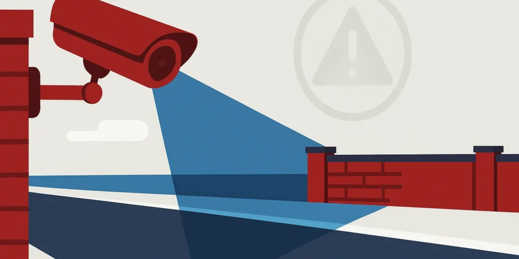 Kamera monitoringu przy granicy posesji obejmująca także fragment drogi publicznej